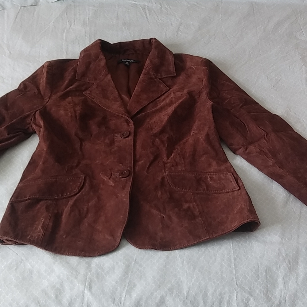 Chadwicks women's size 12 leather blazer. Brown.